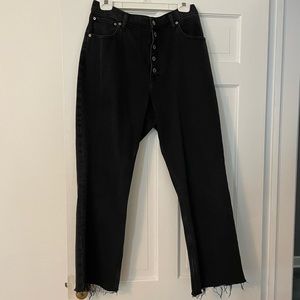 ABERCROMBIE AND FITCH BLACK WASH KICK FLARE ULTRA HIGH RISE
